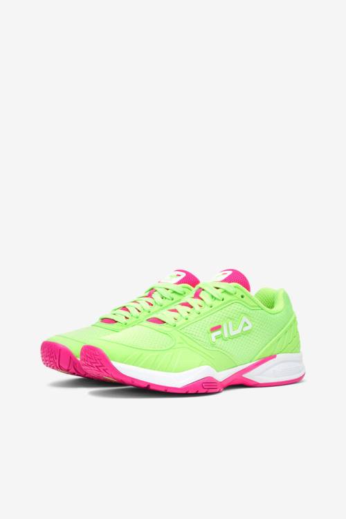 Green / White / Pink Women's Fila Volley Zone Sneakers | Fila570JK