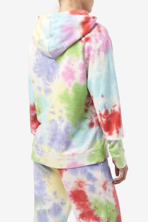 Green / White / Red Women's Fila Aerolynn Tie Dye Hoodie | Fila596CX