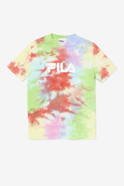 Green / White / Red Women\'s Fila Alivia Tie Dye Tee T Shirts | Fila230EN