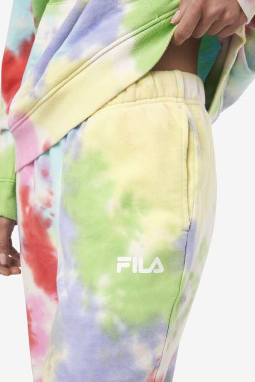 Green / White / Red Women's Fila Raleigh Tie Dye Jogger Pants | Fila204CF