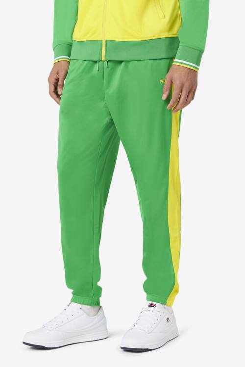 Green / Yellow Men's Fila Brazil Track Pants | Fila546DZ