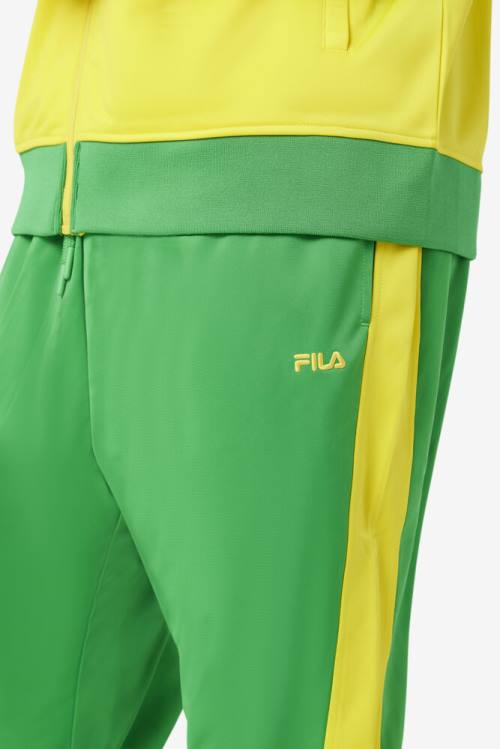 Green / Yellow Men's Fila Brazil Track Pants | Fila546DZ