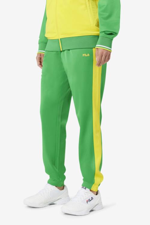 Green / Yellow Men's Fila Brazil Track Pants | Fila546DZ