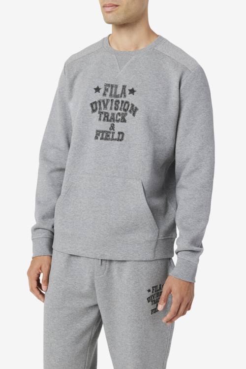 Grey Men's Fila Juddah Crew Sweatshirts | Fila605VZ