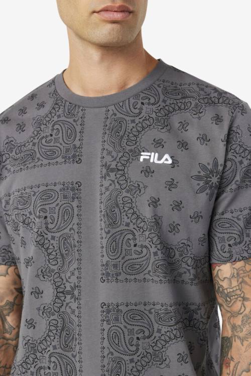 Grey Men's Fila Kensico Tee T Shirts | Fila798EQ