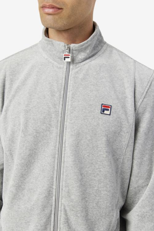 Grey Men's Fila O-fit Velour Jackets | Fila035EG