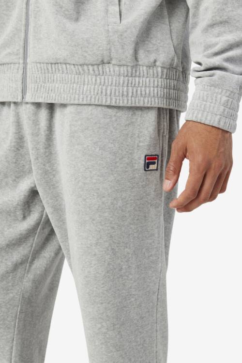 Grey Men's Fila O-fit Velour Pants | Fila102LI