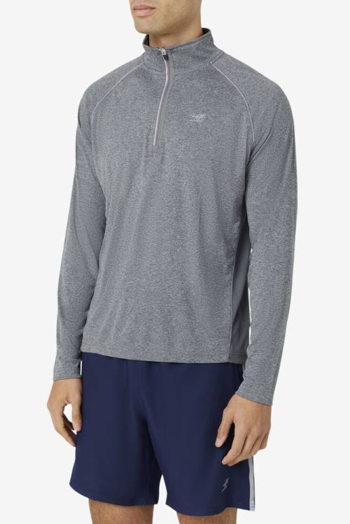 Grey Men's Fila Pickleball 1/4 Zip Polo | Fila432QC