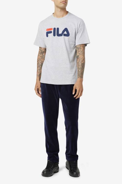 Grey / Navy / Red Men's Fila Logo Tee T Shirts | Fila281UV