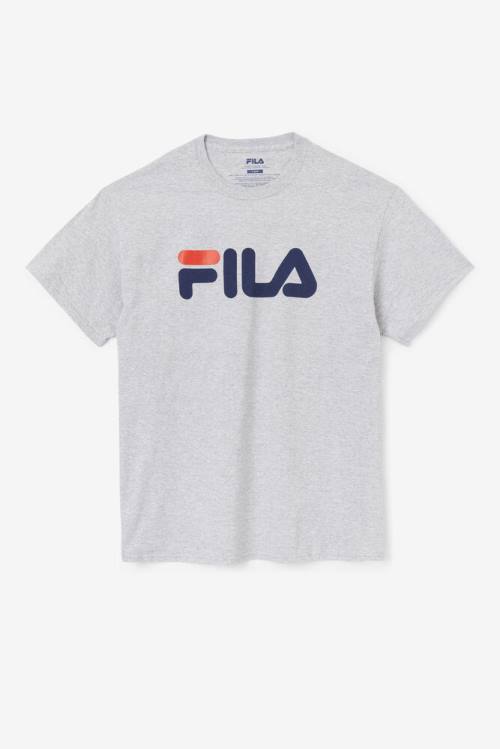 Grey / Navy / Red Men\'s Fila Logo Tee T Shirts | Fila281UV