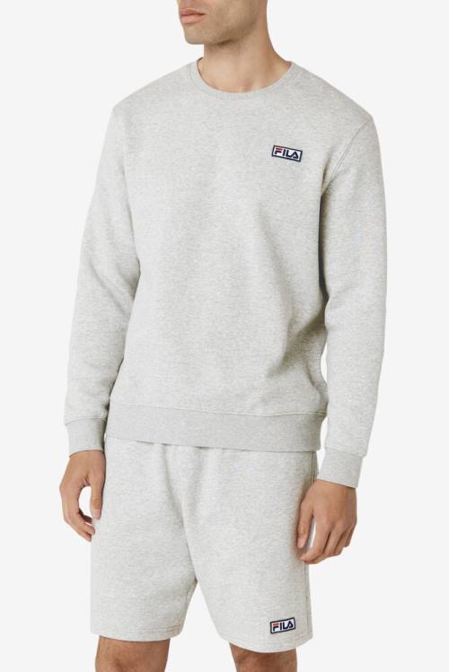 Grey / White Men's Fila Garran Crew Sweatshirts | Fila416VR