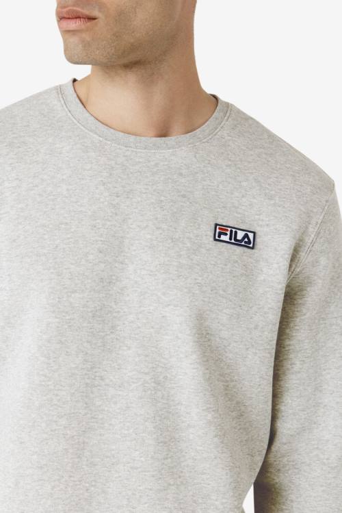 Grey / White Men's Fila Garran Crew Sweatshirts | Fila416VR