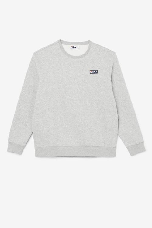 Grey / White Men\'s Fila Garran Crew Sweatshirts | Fila416VR