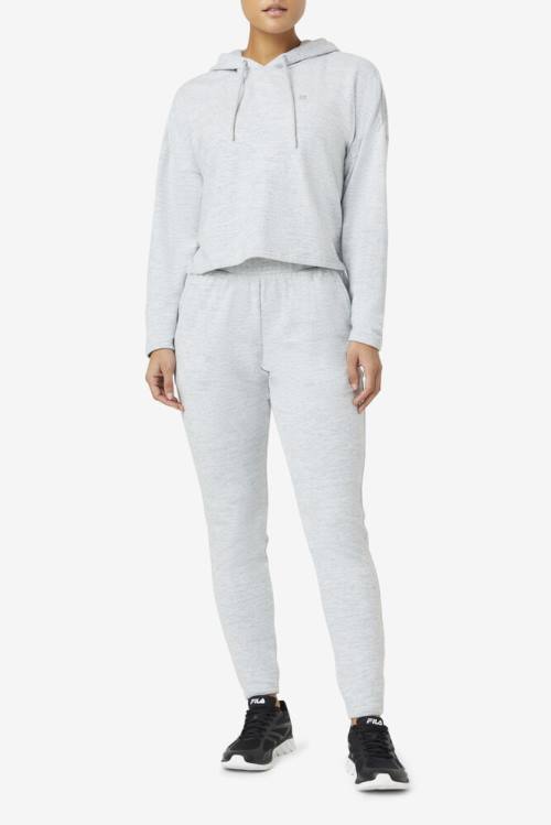 Grey Women's Fila Fi-lux Cropped Hoodie | Fila489BF