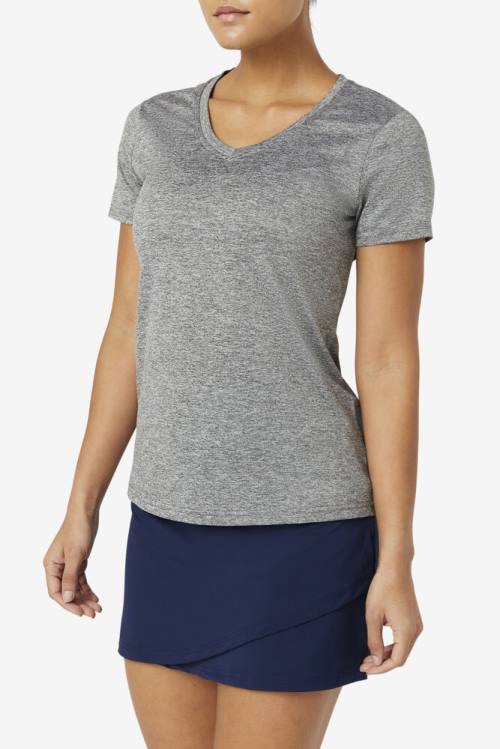 Grey Women's Fila Pickleball Silky V-neck T Shirts | Fila463EF