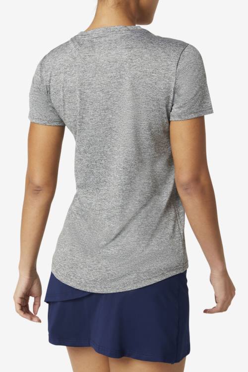 Grey Women's Fila Pickleball Silky V-neck T Shirts | Fila463EF