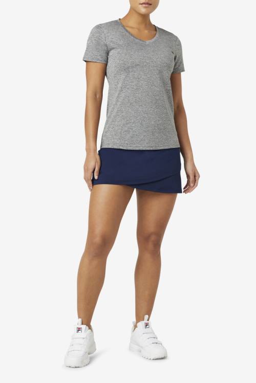 Grey Women's Fila Pickleball Silky V-neck T Shirts | Fila463EF