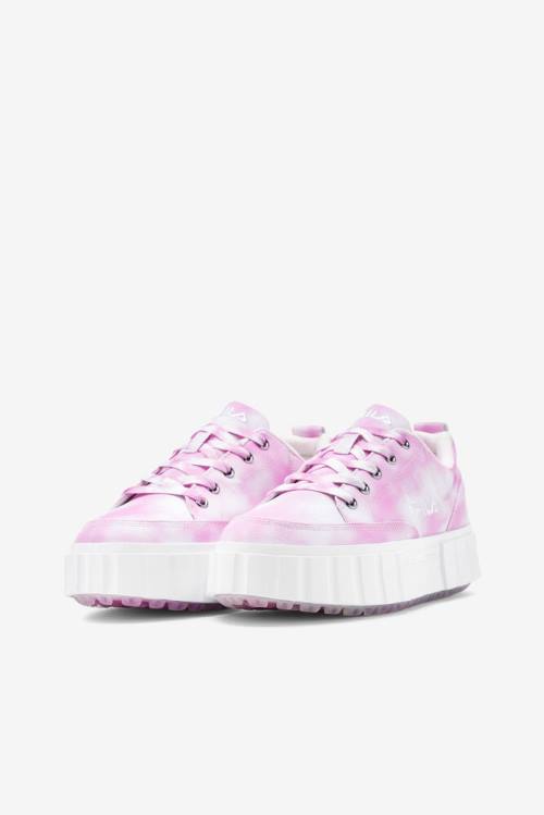 Lavender / White Women's Fila Sandblast Low Mottled Tie Dye Sneakers | Fila617EW