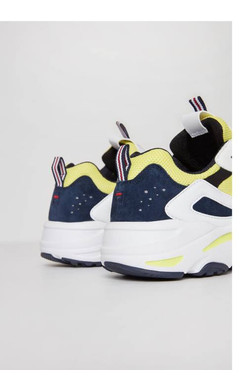 Lemon / White / Black Men's Fila Ray Tracer Sneakers | Fila389EC