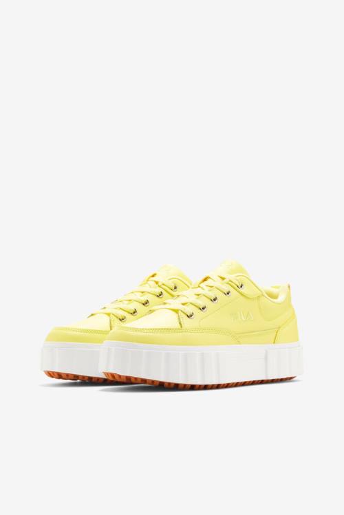 Lemon / White Women's Fila Sandblast Low Sneakers | Fila374HN