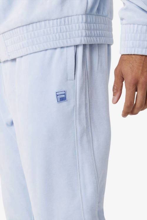 Light Blue Men's Fila Deverall Velour Pants | Fila367UL