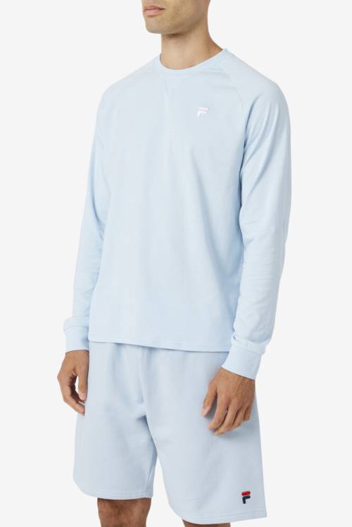 Light Blue Men's Fila Flynn Long Sleeve Tee T Shirts | Fila495NT