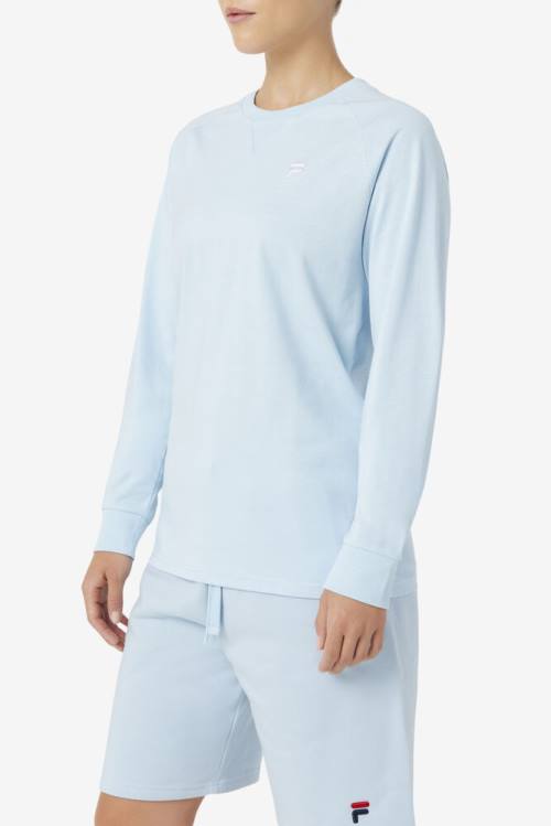 Light Blue Men's Fila Flynn Long Sleeve Tee T Shirts | Fila495NT