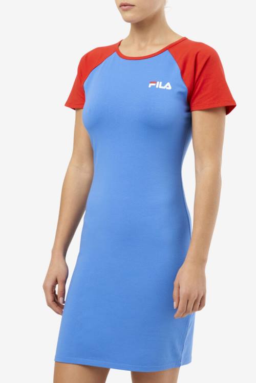 Light Blue / Red Women's Fila Kyra Dress | Fila326CW