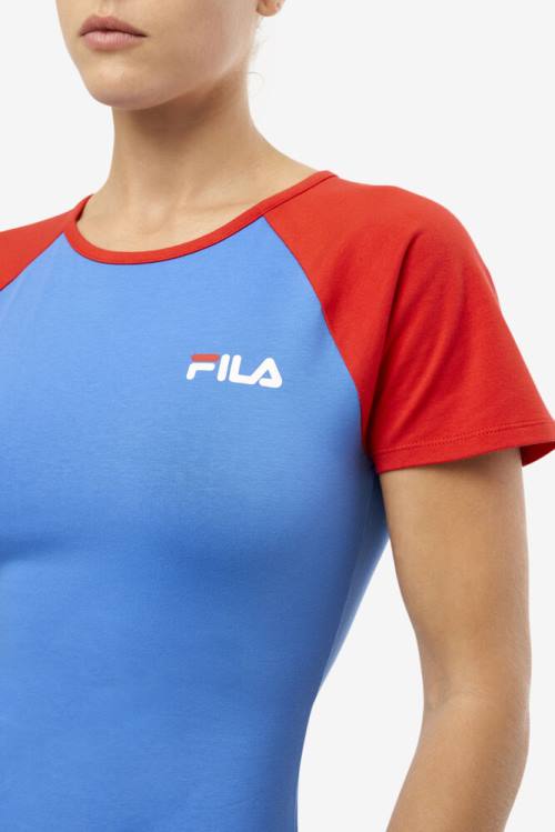 Light Blue / Red Women's Fila Kyra Dress | Fila326CW