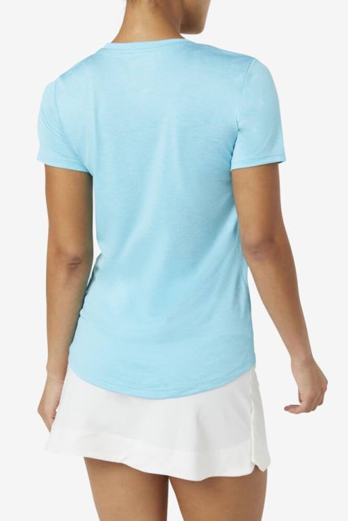 Light Blue Women's Fila Pickleball Silky V-neck T Shirts | Fila153RV