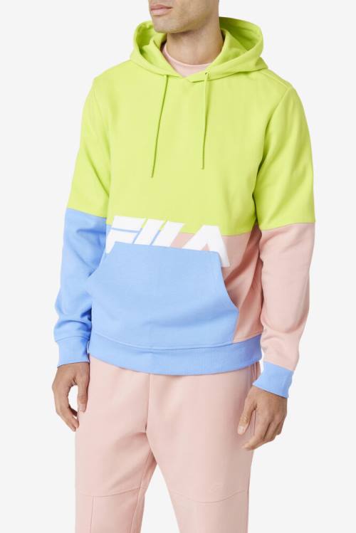 Light Green / Blue / Coral Men's Fila Madu Hoodie | Fila924ZJ