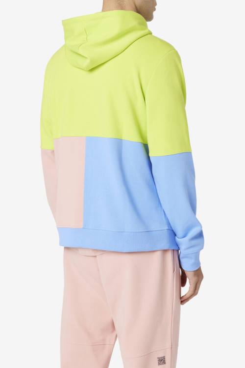 Light Green / Blue / Coral Men's Fila Madu Hoodie | Fila924ZJ