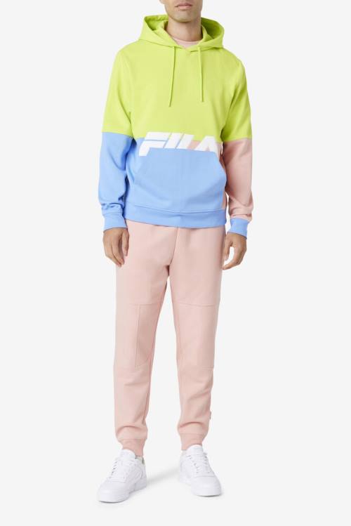 Light Green / Blue / Coral Men's Fila Madu Hoodie | Fila924ZJ