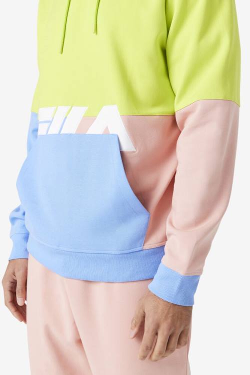 Light Green / Blue / Coral Men's Fila Madu Hoodie | Fila924ZJ