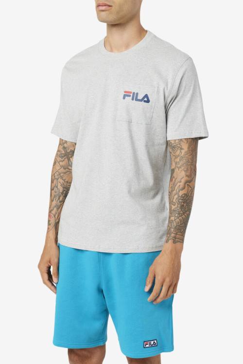 Light Grey Men's Fila Curtis Pocket Tee T Shirts | Fila726RK