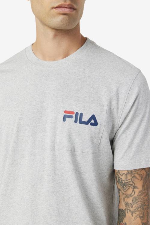 Light Grey Men's Fila Curtis Pocket Tee T Shirts | Fila726RK