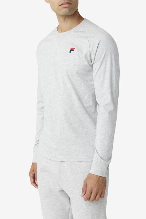 Light Grey Men's Fila Flynn Long Sleeve Tee T Shirts | Fila375KW