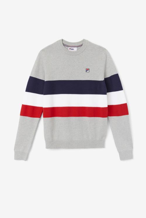 Light Grey / Navy / White Men\'s Fila Willkie Sweaters | Fila075QI