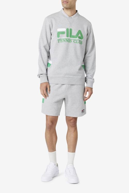 Light Grey / White Men's Fila Ameh Sweatshirts | Fila512GT