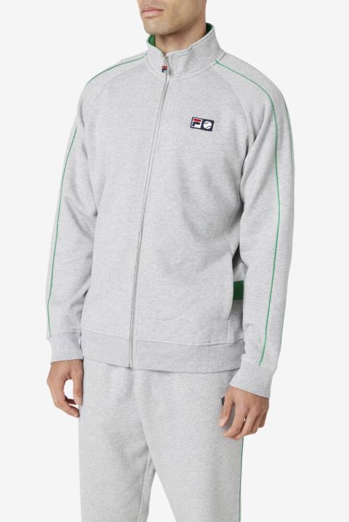 Light Grey / White Men's Fila Sutton Track Jackets | Fila720XG