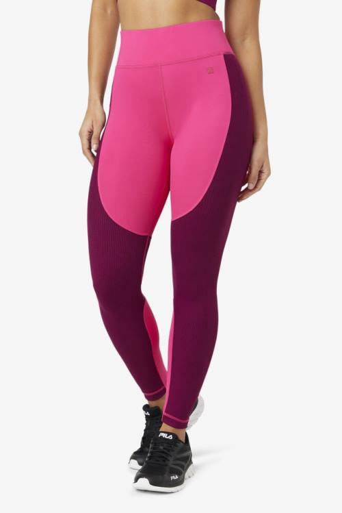 Light Pink / Purple Women's Fila Forza Textured Long Leggings | Fila109AT