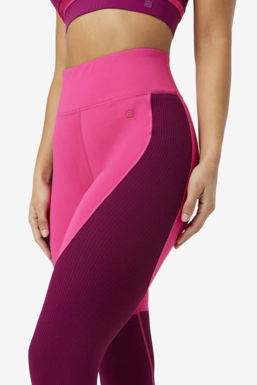 Light Pink / Purple Women's Fila Forza Textured Long Leggings | Fila109AT