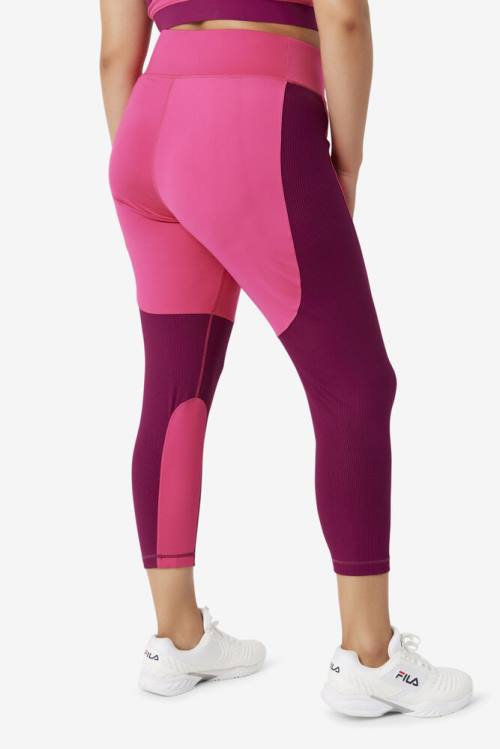 Light Pink / Purple Women's Fila Forza Textured Long Leggings | Fila634YV