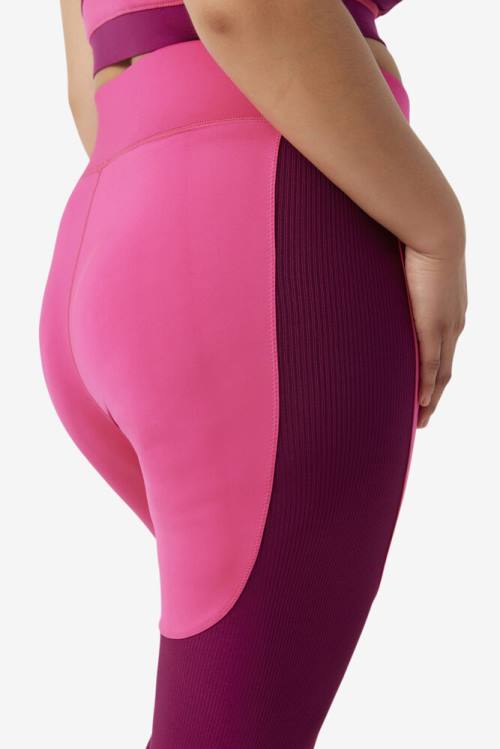 Light Pink / Purple Women's Fila Forza Textured Long Leggings | Fila634YV