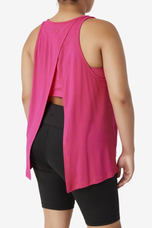 Light pink Women's Fila Fi-lux Open Back Tank Sports Tops | Fila812DH