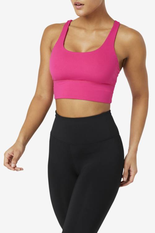 Light pink Women's Fila Uplift Cross Back Bra Sports Tops | Fila426VU