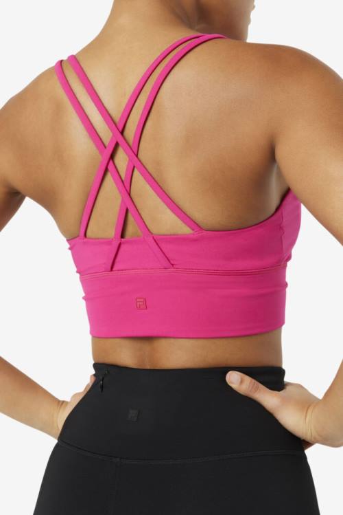 Light pink Women's Fila Uplift Cross Back Bra Sports Tops | Fila426VU