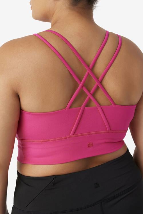 Light pink Women's Fila Uplift Cross Back Bra Sports Tops | Fila835LI