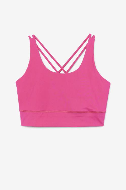 Light pink Women\'s Fila Uplift Cross Back Bra Sports Tops | Fila835LI