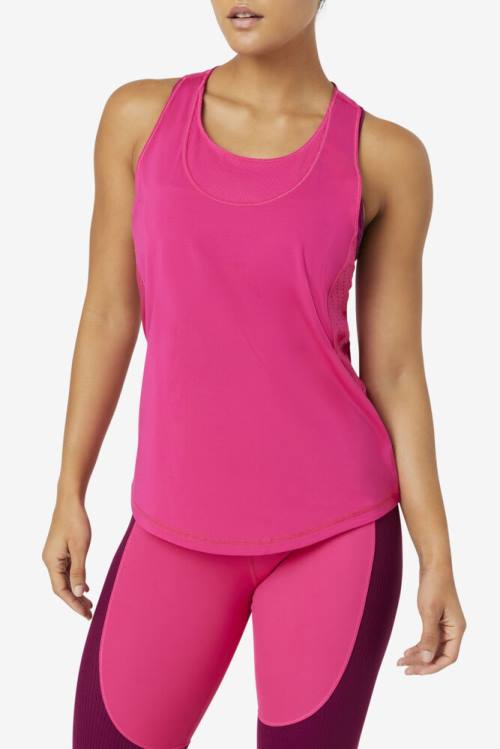 Light pink Women's Fila Uplift Textured Racerback Tank Sports Tops | Fila937OC